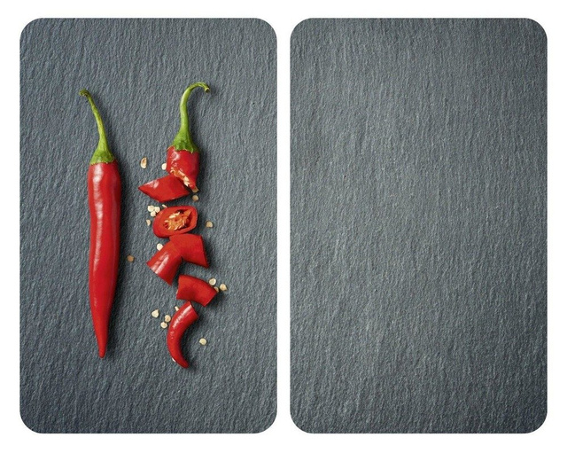 Plăci pentru protejarea plitei, set de 2 plăci rezistente, set de picioare, sticlă călită, 30 x 52 cm, WENKO, cayenne