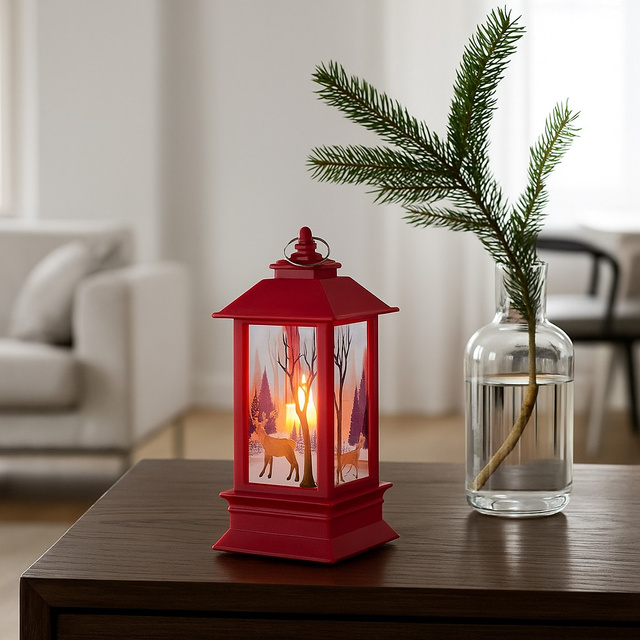 Felinar LED metalic cu motiv de Craciun