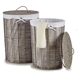 Coșuri de răchită cu căptușeală textilă RUSTIC, 2 bucăți