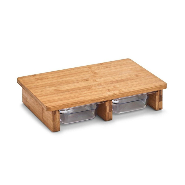 Tocator din bambus cu 2 tavi, Maro, 40.5x26.5x8.5 cm,Zeller
