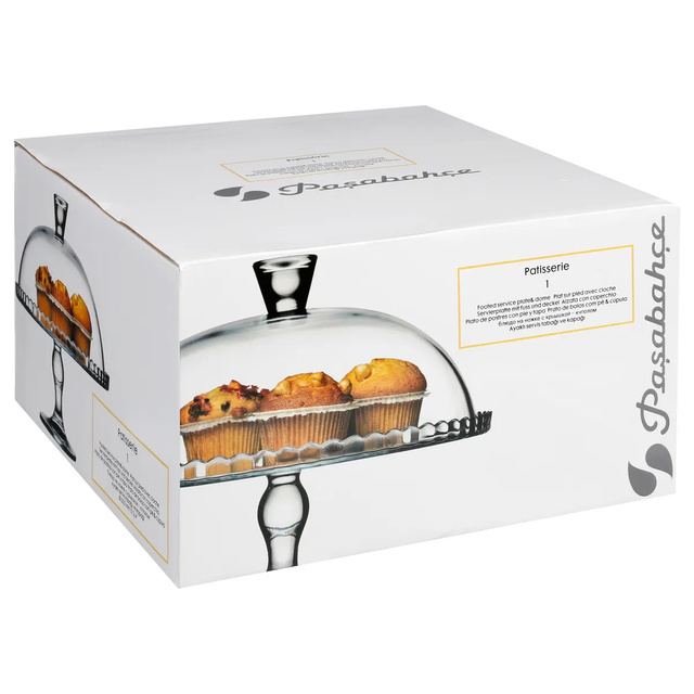 Suport pentru tort din sticla cu capac, 32 cm