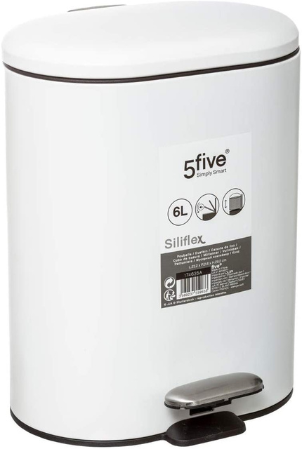 Cos gunoi cu pedala SILIFLEX, 6 L, alb