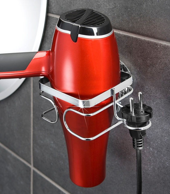 Suport pentru uscator de par TURBOFIX, fixare fără găurire, oțel inoxidabil