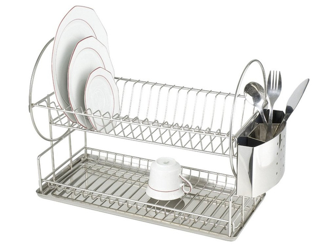 Suport pentru vase, uscător pentru vase din oțel inoxidabil - 2 niveluri, WENKO