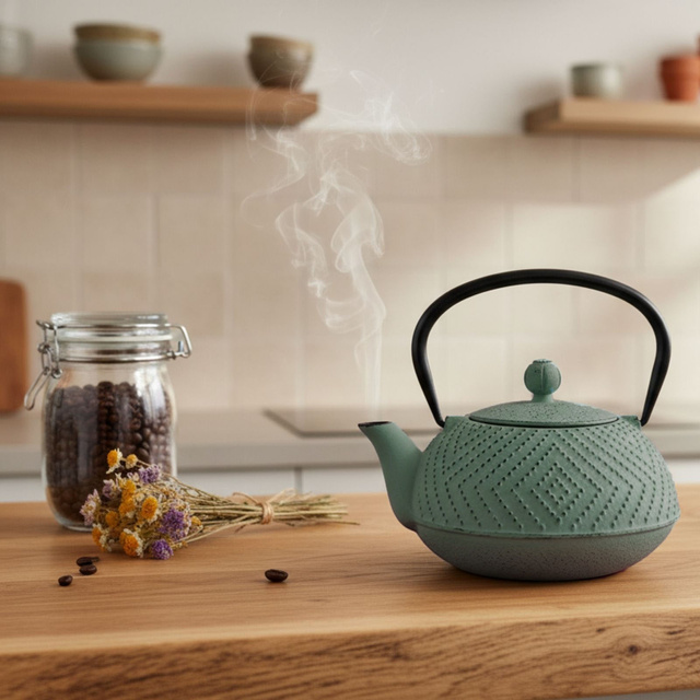 Ceainic din fontă cu infuzor KAMIN, 900 ml, verde deschis