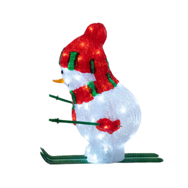 Decoratiune de Craciun, om de zapada pe schiuri, LED, 44,8 cm