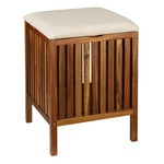 Bancă de baie din lemn cu coș FONDI, înălțime 52 cm