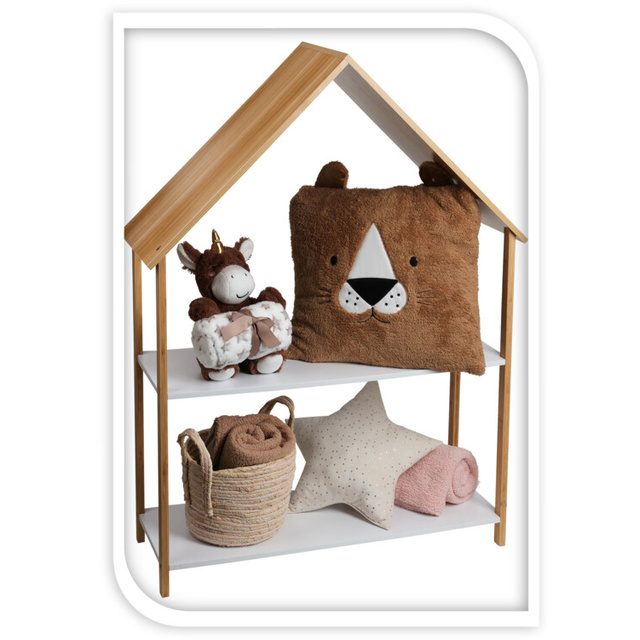 Raft pentru camera copilului, casă, bambus și MDF, 80 x 30 x 108 cm