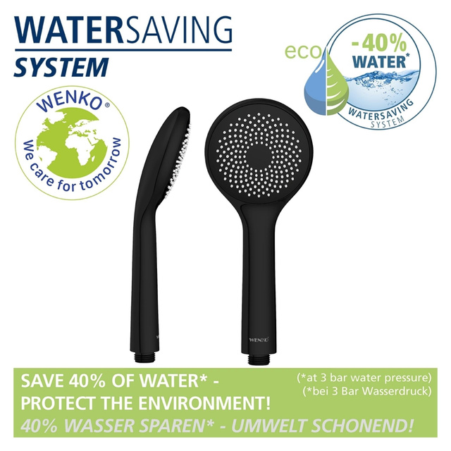 Dus de mana cu economie de apa, Ø 9,5 cm, negru, plastic, WENKO