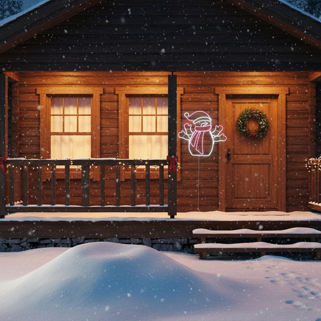 Decorațiune de Crăciun LED, om de zăpadă, 68 x 61 cm