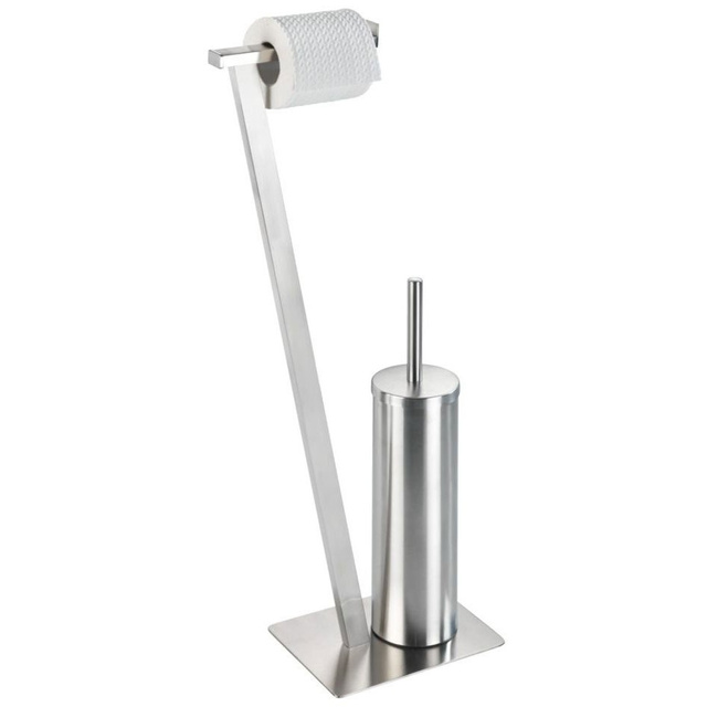 Perie WC cu suport hartie igienica LIRIO, Alb, 68x30x15 cm, WENKO