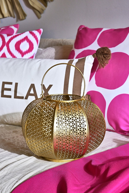 Felinar oriental Selim, 23 cm, auriu