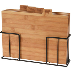 Tocatoare din bambus, 4 bucati cu suport din metal