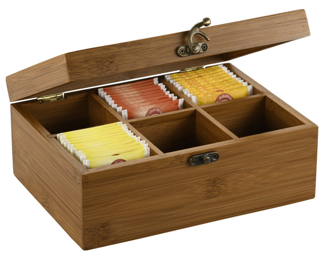 Cutie din bambus cu compartimente, 21,7 x 16 x 9 cm