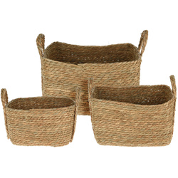 Cosuri de depozitare cu manere, impletitura, 3 bucati in diferite dimensiuni