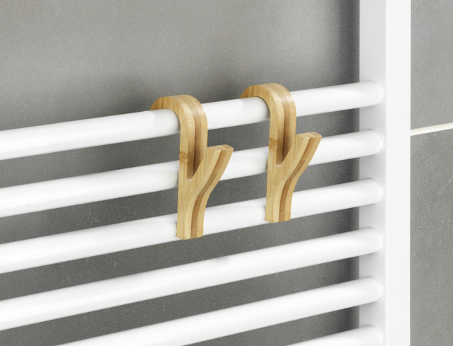 Carlige pentru calorifer din bambus, 2 buc.