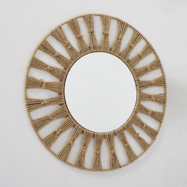 Oglindă de perete Merik, cadru împletit, Ø 58 cm