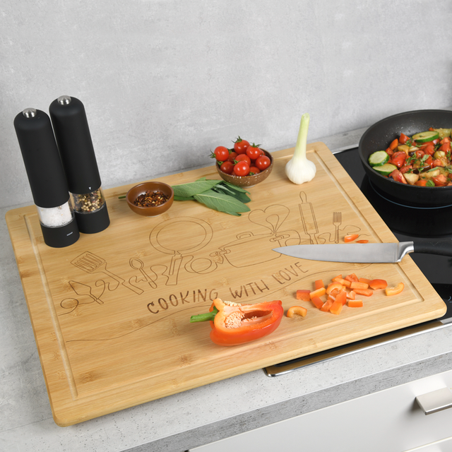 Placă de protecție pentru aragaz din bambus, 56 x 50 cm