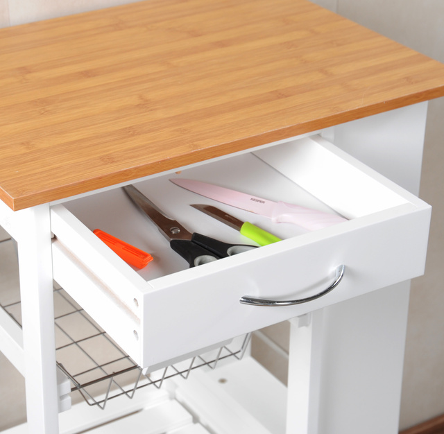 Cărucior de bucătărie, 3 niveluri, alb, KESPER