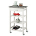 Bar de bucatarie pe roti cu sertar si trei rafturi, alb, Kesper