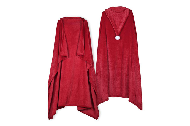 Pelerina cu glugă de Moș Crăciun, pătură din pluș, 150 x 110 cm