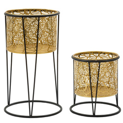 Suporturi metalice ghiveci, model cu plante ajurate, 2 buc.