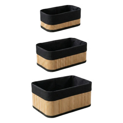 Set de coșuri de bambus pentru depozitare VINNO, negru
