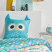 Lenjerie de pat pentru copii 140x200 cm LAZY MORNING, din bumbac, cu față de pernă cu urechi, bufniță
