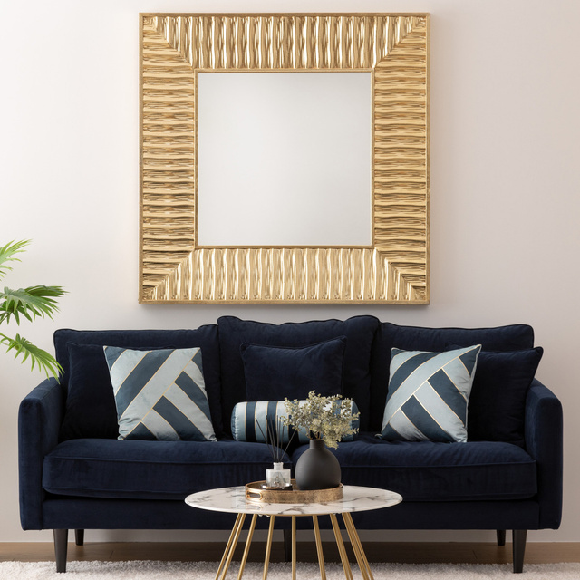 Pernă velur cu dungi Nelya albastră 40 x 40 cm