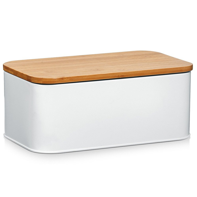 Cutie pentru pastrarea painii, capac de lemn, Zeller, 31 x 18 x 13 cm, Alb