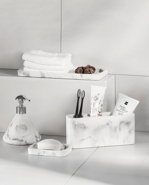 Raft pentru baie DESIO, polirasina efect marmura, alb, Wenko