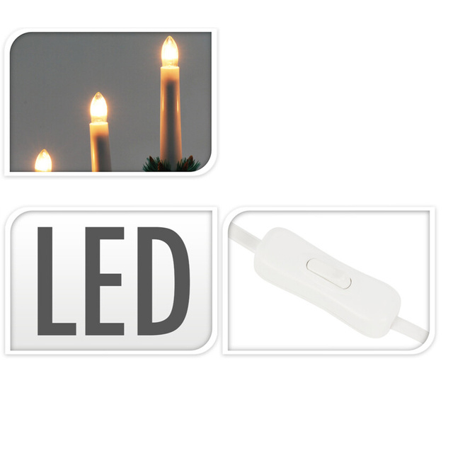 Suport de lumanare Advent din lemn, LED, 7 lumini