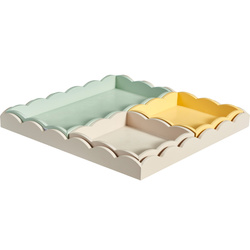 Set de 4 tăvi din lemn, 30 x 30 x 3 cm, verde