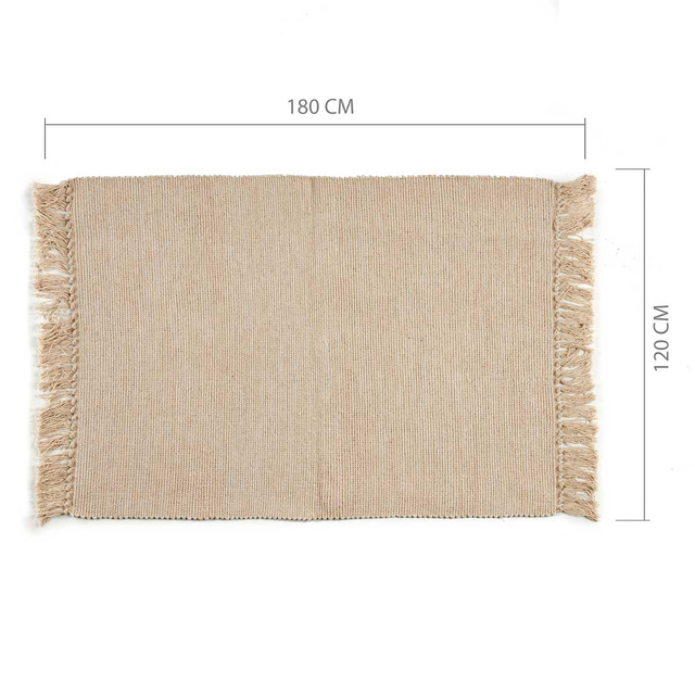 Covor cu franjuri, 100% bumbac, 180 x 120 cm