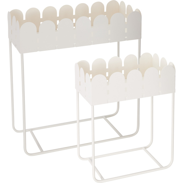 Set de 2 suporturi metalice pentru flori, cu margine ondulată SENSE, bej.