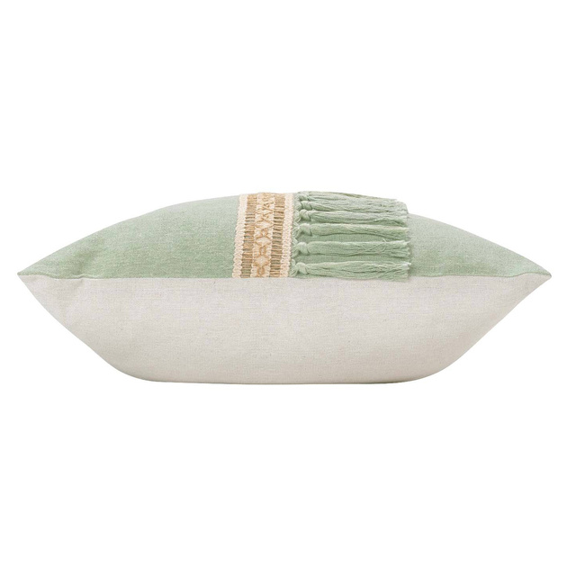 Perna decorativa din bumbac cu decor de iuta si franjuri JANARA, 45 x 45 cm