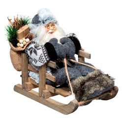 Figurină de Moș Crăciun pe sanie, 30 cm