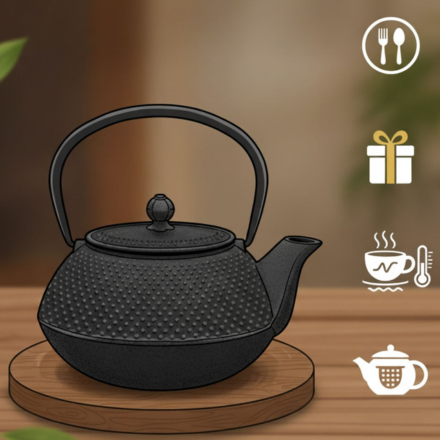 Ceainic din fontă cu infuzor KAMIN, 900 ml, verde deschis