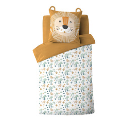Set de lenjerie de pat din bumbac pentru copii, cu motiv de leu, 140 x 200 cm