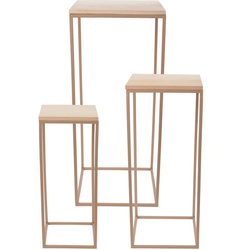 Set masute cafea cu blat din lemn, 3 bucati