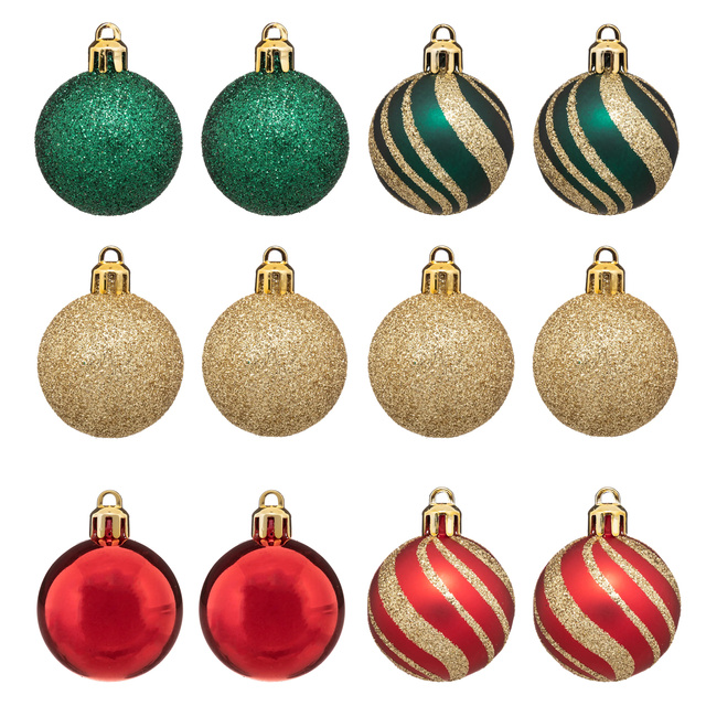 Globuri multicolore cu diferite finisaje, Ø 4 cm, 12 buc.