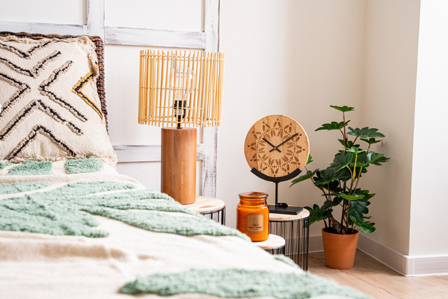 Lampă de masă cu bază din lemn Davys, 48 cm