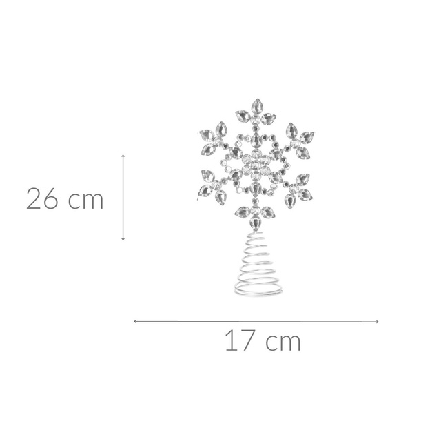 Varf pentru brad, argintiu fulg de nea cu zirconi, Ø 17 cm