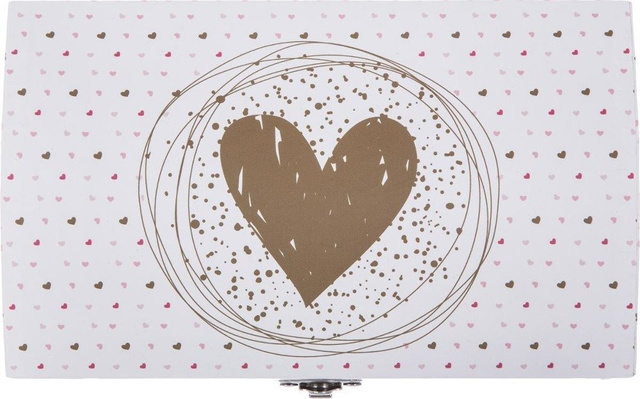 Caseta pentru bijuterii, Alb/Roz, 20x10x12 cm