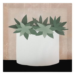 Tablou canvas JENNIFER, desen cu planta in ghiveci, 28 x 28 cm