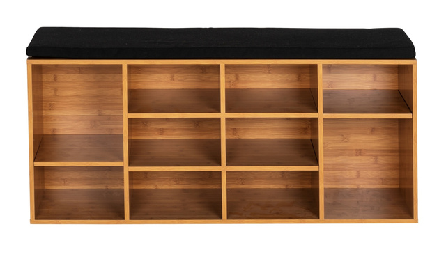 Dulap pentru pantofi cu scaun negru din stofă LOFT, maro, Wenko