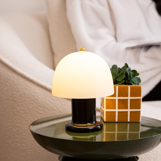 Lampă de masă Rick negru LED sticlă înălțime 21 cm