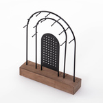 Suport de bijuterii metalic, baza din lemn, 18 x 4,5 cm