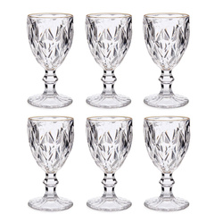 Set 6 pahare pentru apă cu margine aurie, 254 ml