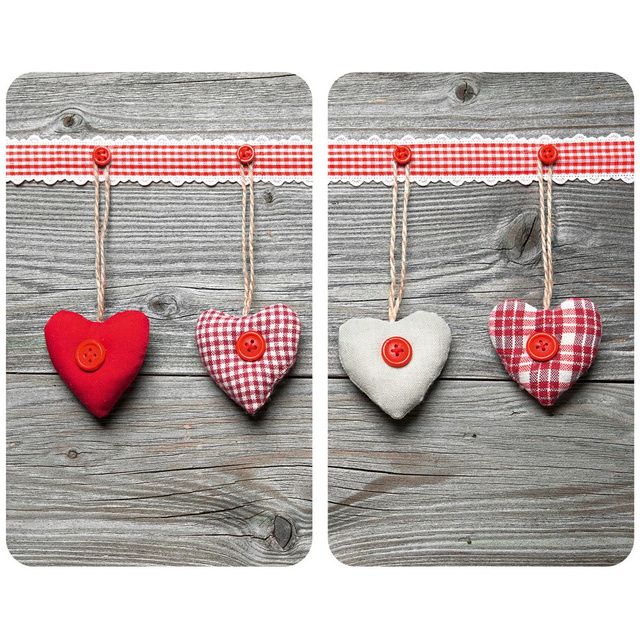 Plăci de protecție din sticlă HEARTS pentru aragaz - 2 bucăți, WENKO, hearts